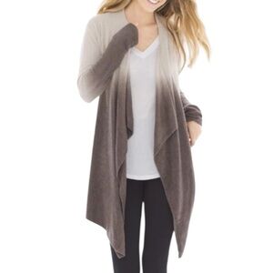 NEW Barefoot Dreams Calypso Cozychic Lite Beige Grey Waterfall Cardigan Sweater